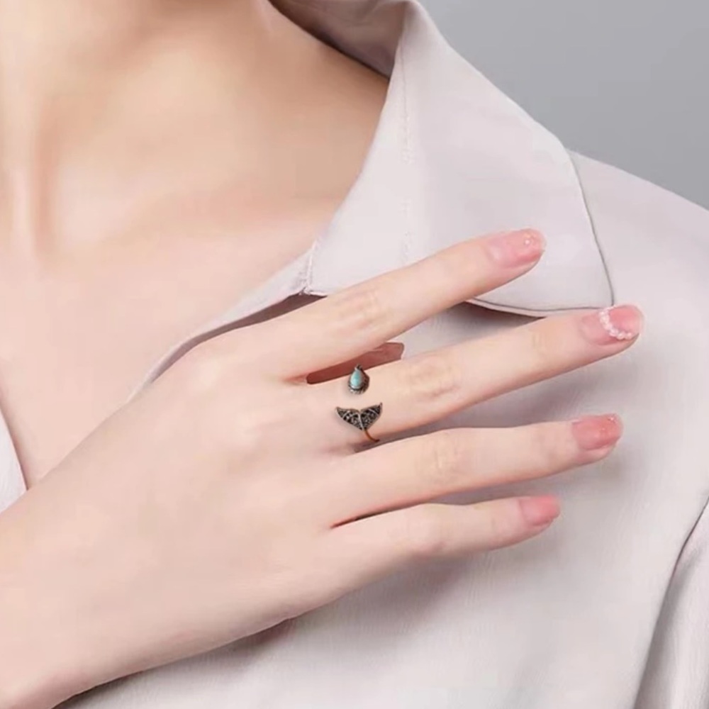 🐚 Retro Vintage Styled Mythical Mermaid Opal Ring - Picture 3 of 4